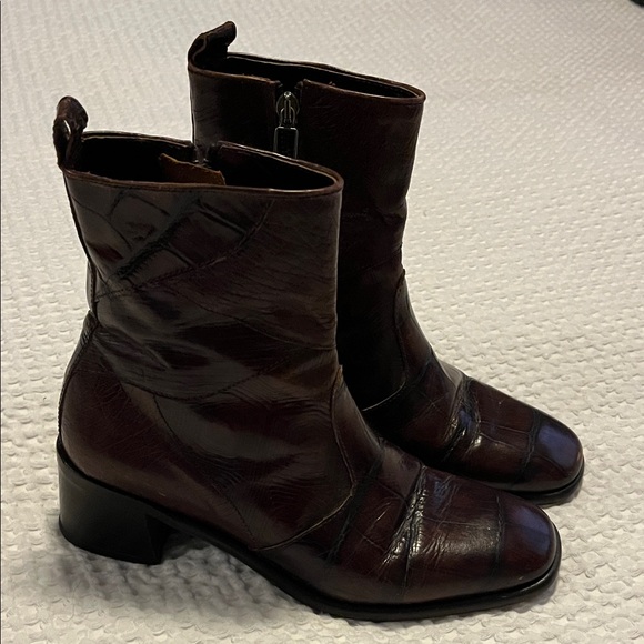 Joan & David Shoes - Joan & David Burgundy Leather Ankle Boots